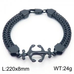 European and American fashion stainless steel double row keel chain splicing ship anchor pendant men's temperament black bracelet - KB181419-KFC