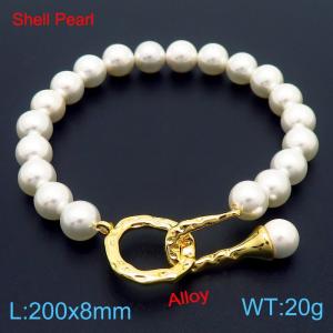 White Shell Bead Women's Beaded Personalized Alloy Bracelet - KB181463-Z