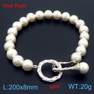 White Shell Bead Women's Beaded Personalized Alloy Bracelet - KB181464-Z
