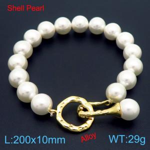 White Shell Bead Women's Beaded Personalized Alloy Bracelet - KB181465-Z