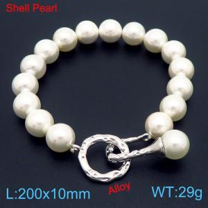 White Shell Bead Women's Beaded Personalized Alloy Bracelet - KB181466-Z
