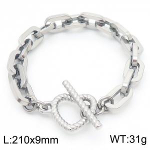 Stainless steel handmade mixed chain women's heart-shaped T-buckle bracelet - KB181475-Z