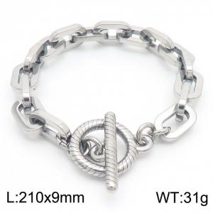 Stainless steel circular T-buckle men's minimalist bracelet - KB181476-Z