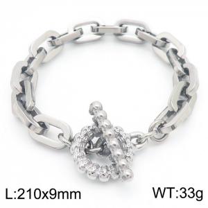 Stainless steel handmade mixed chain men's ghost head OT buckle bracelet - KB181477-Z