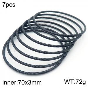 European and American fashionable stainless steel line seven-layer large single loop charm black bangle - KB181551-KFC