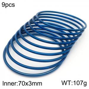 European and American fashion stainless steel nine-layer large single loop charm deep blue bangle - KB181564-KFC