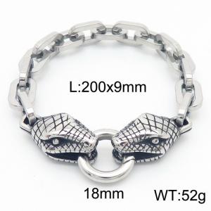 Stainless steel double snake head men's bracelet - KB181656-Z