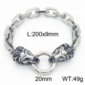 Stainless steel double lion head men's bracelet - KB181657-Z