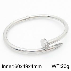 60x49x4mm Geometrical Nails Bangles Women Stainless Steel Silver Color - KB182600-SP