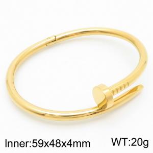 59x48x4mm Geometrical Smooth Nails Bangles Women Stainless Steel Gold Color - KB182602-SP