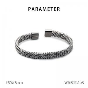 HipHop Trendy 8mm Weave Mesh Chain Cuff Bracelet Titanium Steel Twist Chain Open Bangles - KB182654-HB
