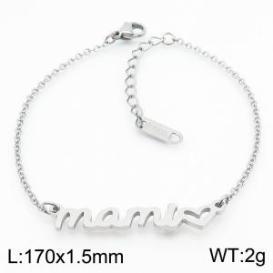 European and American fashion stainless steel creative mom English letter temperament silver  bracelet - KB182676-KLX