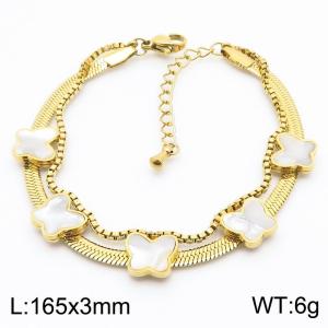 160x3.6mm Shell Butterfly Charmer Bracelet Women Stainless Steel Multilayer Chain Gold Color - KB182687-HM