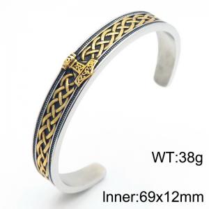 Viking Thor Hammer Stainless Steel Fashion Wristband Cuff Bracelet for Men's Jewelry Open Bangles - KB182689-MZOZ
