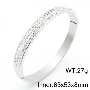Simple white diamond studded stainless steel bracelet for women - KB182691-XY