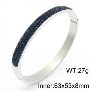 Women's minimalist stainless steel diamond inlaid bracelet - KB182692-XY