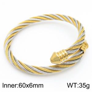Intermediate golden colorStainless Steel Open Wire Bracelet - KB182695-XY