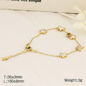 European and American fashion stainless steel O-shaped chain splicing white seashell flower butterfly accessories for women's charm gold bracelet - KB182715-HM