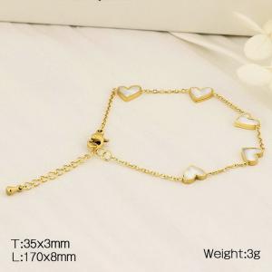 European and American fashion stainless steel O-shaped chain splicing irregular white shell heart-shaped accessory women's charm gold bracelet - KB182717-HM