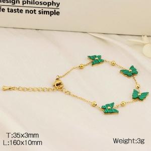 European and American fashion stainless steel O-shaped bead chain splicing front and back dual color butterfly accessories charm gold bracelet - KB182719-HM