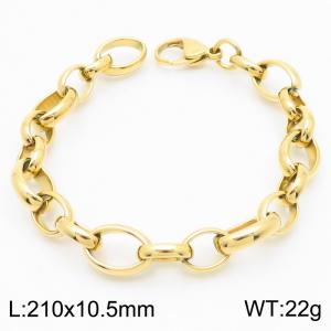 Simple and personalized stainless steel 210 × 10.5mm O-shaped chain lobster buckle charm gold bracelet - KB182726-KFC