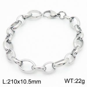 Simple and personalized stainless steel 210 × 10.5mm O-shaped chain lobster buckle charm silver  bracelet - KB182727-KFC