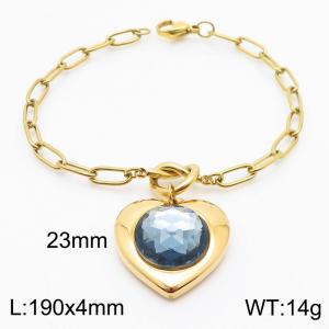 Fashion Heart Grey Zircon Gold Bracelet - KB182767-Z