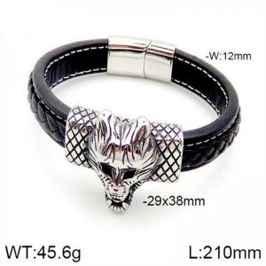 Stainless Steel Leather Bracelet - KB182776-NT