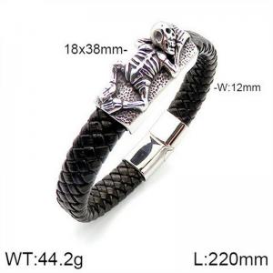 Stainless Steel Leather Bracelet - KB182780-NT