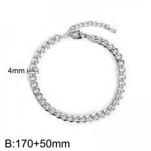 4mm minimalist and fashionable double-sided polished Cuban bracelet with tail chain - KB182834-Z