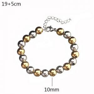 Fashionable 10mm Gold Stainless Steel Beaded Bracelet with Tail Chain - KB182841-Z