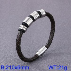 Stainless Steel Leather Bracelet - KB182852-TXH