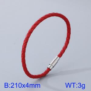 Stainless Steel Leather Bracelet - KB182861-TXH