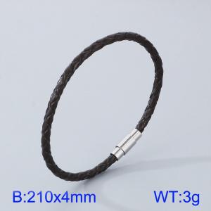 Stainless Steel Leather Bracelet - KB182863-TXH