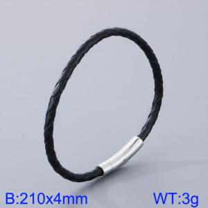 Stainless Steel Leather Bracelet - KB182865-TXH