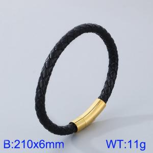 Stainless Steel Leather Bracelet - KB182871-TXH