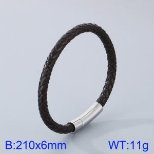 Stainless Steel Leather Bracelet - KB182874-TXH