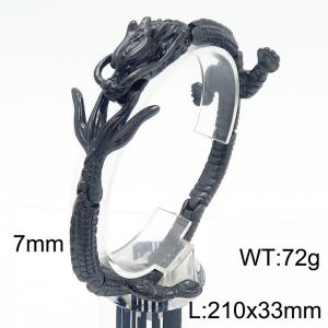 210mm Men Black Stainless Steel Chinese Dragon Link Bracelet - KB182885-KJX