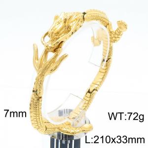 210mm Men Gold-Plated Stainless Steel Chinese Dragon Link Bracelet - KB182886-KJX