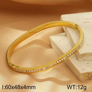 Stainless Steel Stone Bangle - KB183208-SP