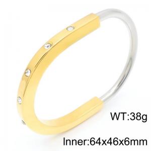 Stainless Steel Stone Bangle - KB183441-SP