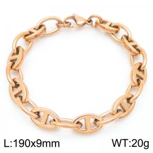 Stainless steel pig nose Japanese shaped chain bracelet - KB183593-Z
