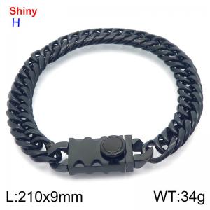 Fashionable stainless steel 210 × 9mm Cuban chain creative small circle splicing rectangular combination buckle temperament black bracelet - KB184215-Z