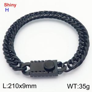 Fashionable stainless steel 210 × 9mm Cuban chain creative small circle splicing rectangular combination buckle temperament black bracelet - KB184220-Z