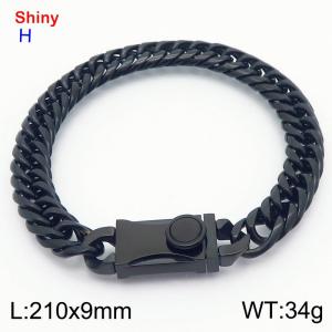 Fashionable stainless steel 210 × 9mm Cuban chain creative small circle splicing rectangular combination buckle temperament black bracelet - KB184223-Z