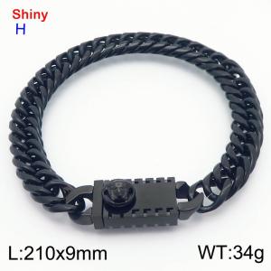 Fashionable stainless steel 210 × 9mm Cuban chain creative small round head splicing rectangular combination buckle temperament black bracelet - KB184229-Z