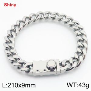 Fashionable stainless steel 210 × 9mm double-sided grinding chain creative small circle splicing rectangular combination buckle charm silver bracelet - KB184230-Z