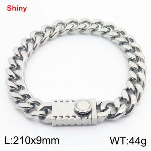 Fashionable stainless steel 210 × 9mm double-sided grinding chain creative small circle splicing rectangular combination buckle charm silver bracelet - KB184237-Z