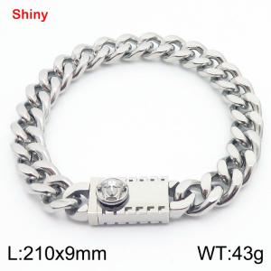 Fashionable stainless steel 210 × 9mm double-sided grinding chain creative small head splicing rectangular combination buckle charm silver bracelet - KB184243-Z