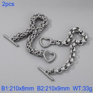 Stainless steel peach heart buckle bracelet - KB184364-Z